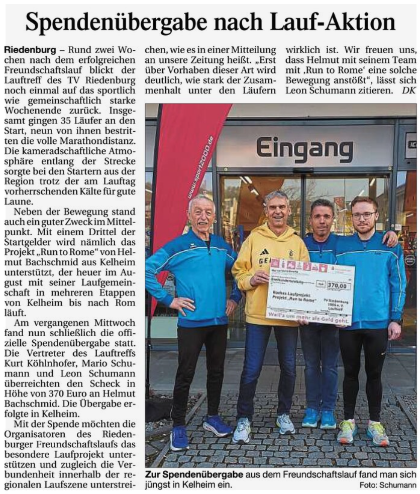 Spendenübergabe bei Helmut Bachschmid