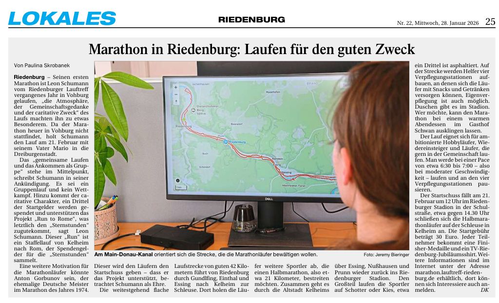 Ankündigung zum 1. Riedenburg-Marathon