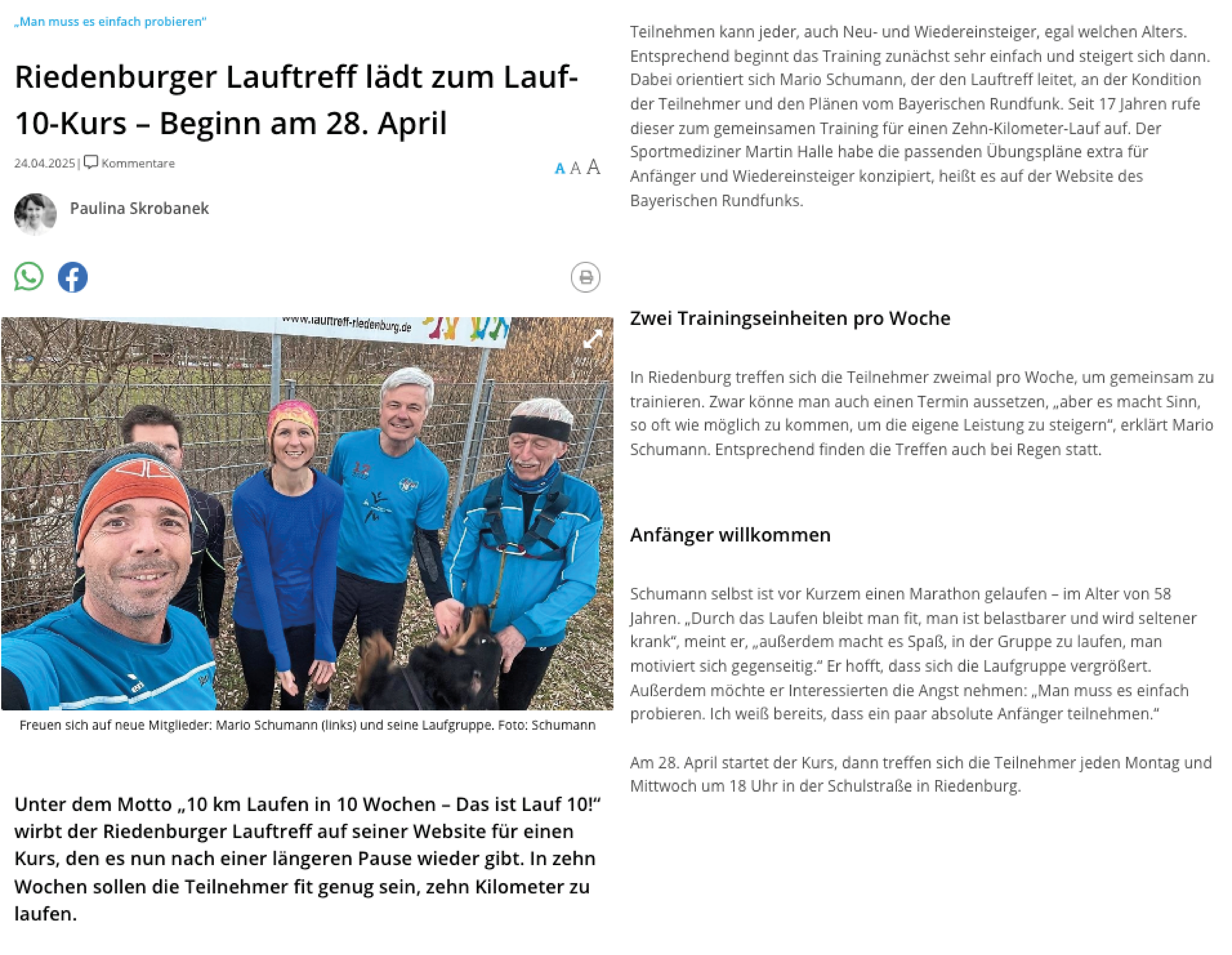 Wiederaufnahme des "Lauf10!"-Projekts